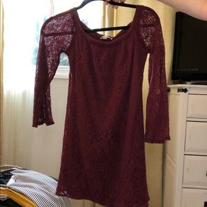 Burgandy lace long shirt SZ S